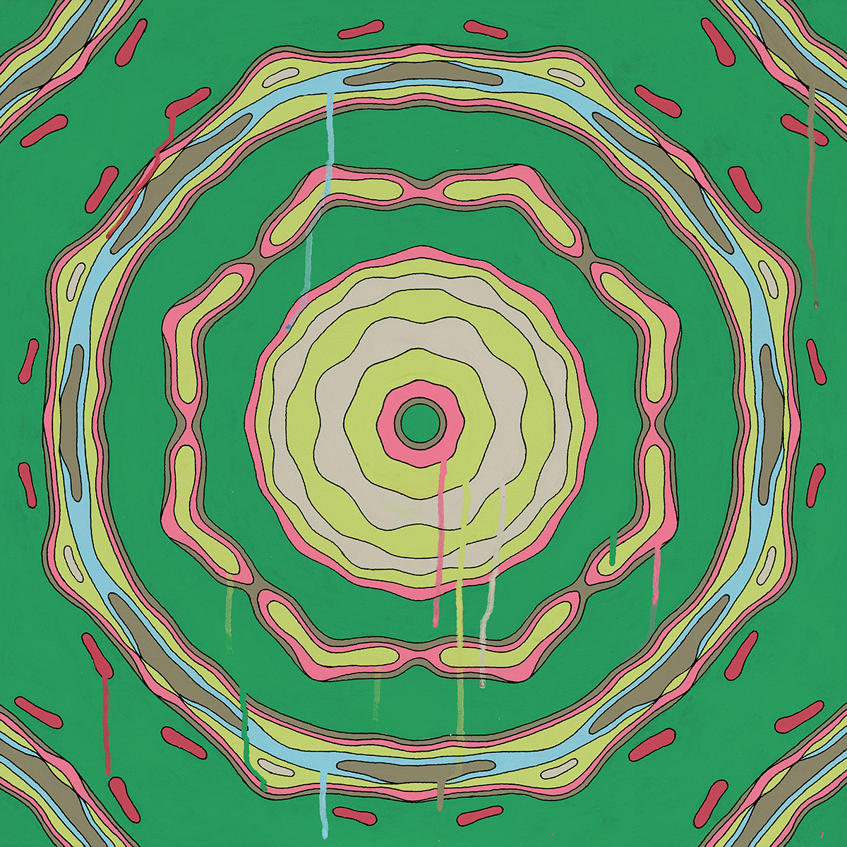 <br/>Portulaca Toggle, 6/20/2025<br/>24" x 24"<br/>acrylic and opaque marker on canvas